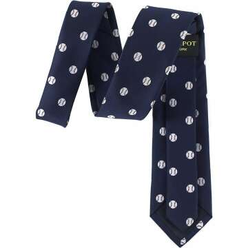 MENDEPOT Baseball Necktie - Unique Sports Gift Set