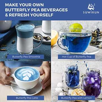 Suwirun Organic Butterfly Pea Powder 4oz | Non GMO Vegan Natural Food Coloring Organic Butterfly Pea...