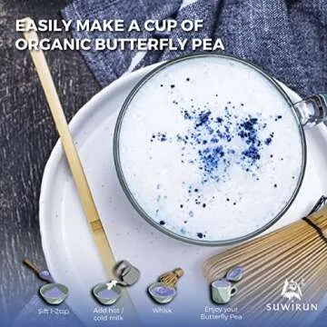 Suwirun Organic Butterfly Pea Powder 4oz | Non GMO Vegan Natural Food Coloring Organic Butterfly Pea Flower Tea Powder Blue Powder - Herbal Blue Butterfly Pea Tea Blue Butterfly Pea Flower Tea Powder