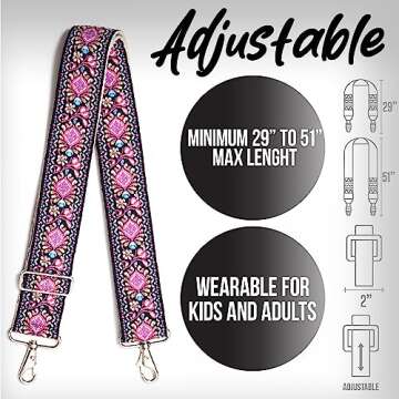 Adjustable Pink Cotton Handbag Strap for Any Bag Style