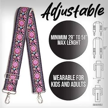 Adjustable Pink Cotton Handbag Strap for Any Bag Style