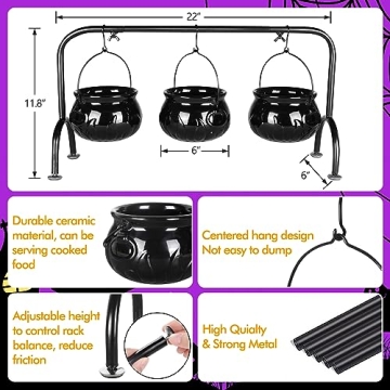 Ceramic Witches Halloween Cauldron Set for Festive Decor