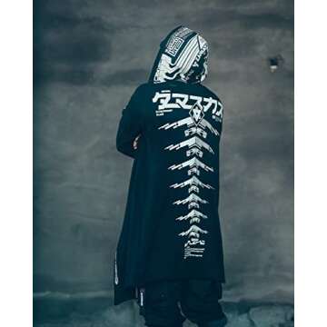 Niepce Inc Graphic Cyberpunk Zip Up Men's Fashion Hoodies Sweatshirts (White, Medium)