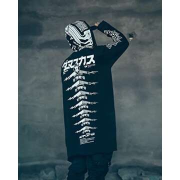 Niepce Inc Graphic Cyberpunk Zip Up Men's Fashion Hoodies Sweatshirts (White, Medium)