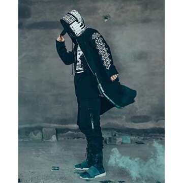 Niepce Inc Graphic Cyberpunk Zip Up Men's Fashion Hoodies Sweatshirts (White, Medium)