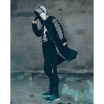 Niepce Inc Graphic Cyberpunk Zip Up Men's Fashion Hoodies Sweatshirts (White, Medium)