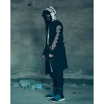 Niepce Inc Graphic Cyberpunk Zip Up Men's Fashion Hoodies Sweatshirts (White, Medium)