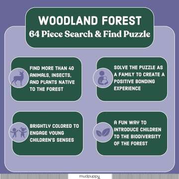 Mudpuppy Woodland Forest — 64 Piece Search & Find Puzzle Jigsaw Puzzle Featuring Diverse Woodland Animals and Over 40 Hidden Images to Find for Ages 4+