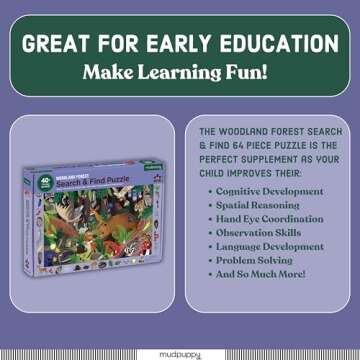 Mudpuppy Woodland Forest — 64 Piece Search & Find Puzzle Jigsaw Puzzle Featuring Diverse Woodland Animals and Over 40 Hidden Images to Find for Ages 4+