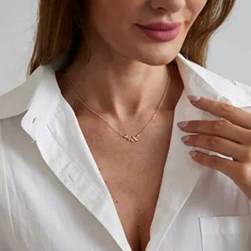 LEXODY Diamond Necklaces for Women Dainty Leaf Necklace 14k Gold Plated Layered CZ Moon Necklace Simple Diamond Choker Necklaces for Women Trendy Jewelry Gifts for Women
