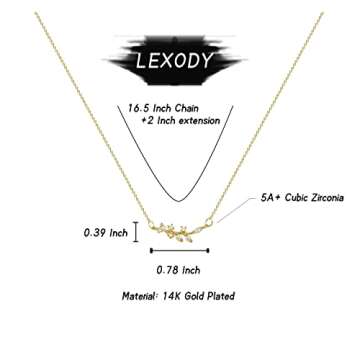 LEXODY Diamond Necklaces for Women Dainty Leaf Necklace 14k Gold Plated Layered CZ Moon Necklace Simple Diamond Choker Necklaces for Women Trendy Jewelry Gifts for Women