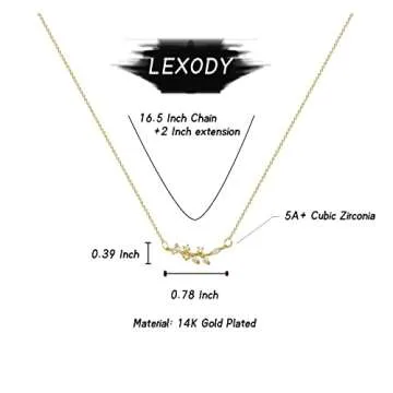 LEXODY Diamond Necklaces for Women Dainty Leaf Necklace 14k Gold Plated Layered CZ Moon Necklace Simple Diamond Choker Necklaces for Women Trendy Jewelry Gifts for Women