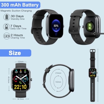 Smart Watch, 1.91" Smartwatch for Men Women (Answer/Make Call), Fitness Tracker with 100+ Sport Modes, IP68 Waterproof, Heart Rate/Sleep Monitor, Pedometer, Spo2, Activity Tracker for Android iOS