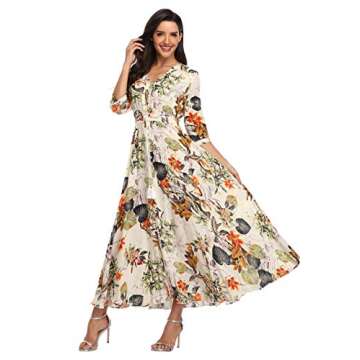 Summer Floral Print Maxi Dress Women Button Up Split Long Flowy Bohemian Beach Party Dresses