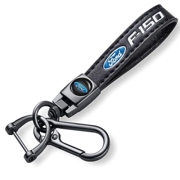 Genuine Leather Car Key Chain for Ford F150 - Stylish Black Keyring