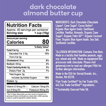 UNREAL Dark Chocolate Almond Butter Cups - 5g Sugar Treats
