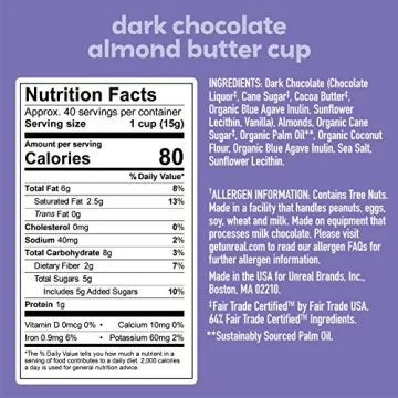 UNREAL Dark Chocolate Almond Butter Cups - 5g Sugar Treats