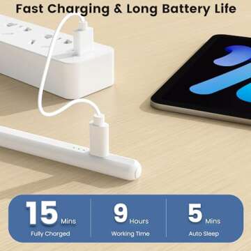 Stylus Pen for iPad, Fast Charge for Apple iPad Pencil, Palm Rejection, Tilt Sensitivity, Work for 2024-2018 iPad Air M2/5th-3rd, iPad Pro M4/13/12.9"/11", iPad 10/9/8/7/6th, iPad Mini 6/5th