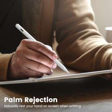 Stylus Pen for iPad, Fast Charge for Apple iPad Pencil, Palm Rejection, Tilt Sensitivity, Work for 2024-2018 iPad Air M2/5th-3rd, iPad Pro M4/13/12.9"/11", iPad 10/9/8/7/6th, iPad Mini 6/5th