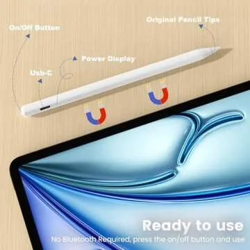 Stylus Pen for iPad, Fast Charge for Apple iPad Pencil, Palm Rejection, Tilt Sensitivity, Work for 2024-2018 iPad Air M2/5th-3rd, iPad Pro M4/13/12.9"/11", iPad 10/9/8/7/6th, iPad Mini 6/5th