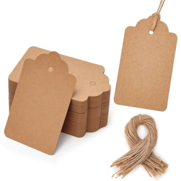 SallyFashion 100pcs Kraft Paper Gift Tags for All Occasions - Durable, Eco-Friendly, Blank