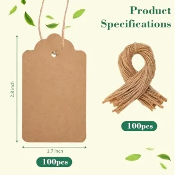 SallyFashion 100pcs Kraft Paper Gift Tags with String