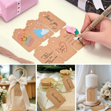 SallyFashion 100pcs Kraft Paper Gift Tags with String