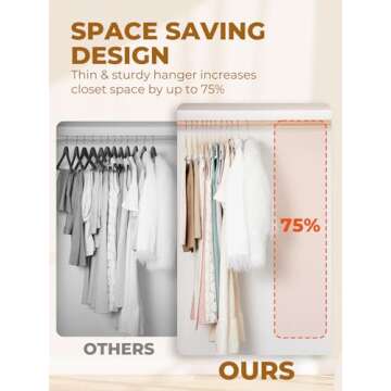 HOUSE DAY Velvet Skirt Hangers 24 Pack, Beige Velvet Hangers with Adjustable Clips, Space Saving Slim Velvet Pant Hangers, Heavy Duty Shorts Hangers, Non Slip Clip Hangers for Pants, Skirts, Shorts