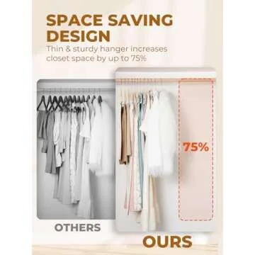 HOUSE DAY Velvet Skirt Hangers 24 Pack, Beige Velvet Hangers with Adjustable Clips, Space Saving Slim Velvet Pant Hangers, Heavy Duty Shorts Hangers, Non Slip Clip Hangers for Pants, Skirts, Shorts