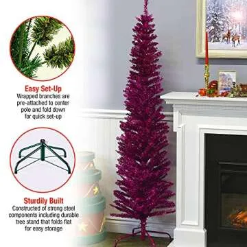 National Tree Company Purple Tinsel Christmas Tree 6ft