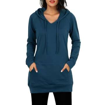BEPEI Sweatshirts for Women,Long Sleeve Young Sports T-Shirt Strings Pullovers Hoodie V Neck Relaxed...