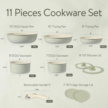 CAROTE Nonstick Cookware Set with Detachable Handle
