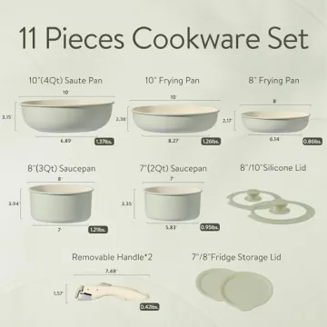 CAROTE Nonstick Cookware Set with Detachable Handle