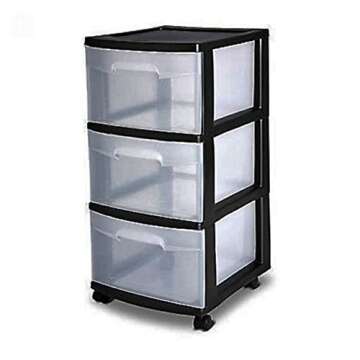 3 Drawer Organizer Cart Black Plastic Craft Storage Bin