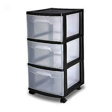 3 Drawer Organizer Cart Black Plastic Craft Storage Bin
