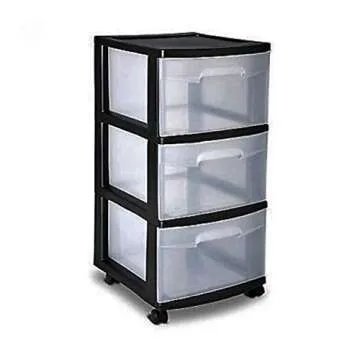 3 Drawer Organizer Cart Black Plastic Craft Storage Bin