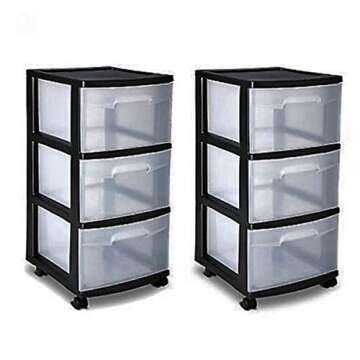 3 Drawer Organizer Cart Black Plastic Craft Storage Bin