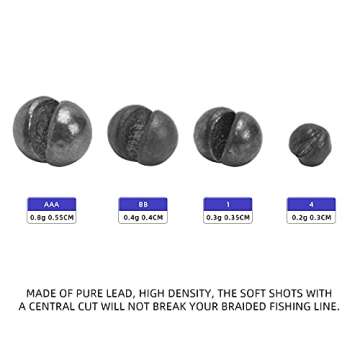 SF Micro Split Shot Lead Combo Removable Fly Fishing Lead Ice Fishing Pure Lead Sinkers Weights Fishing Tackle(112Pcs/4 Size/1 Box)