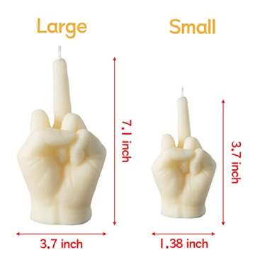 6sisc Middle Finger Scented Candle White Large Size Danish Pastel Room Decor Pine Aromatherapy Candle Long Lasting Natural Soy Wax Hand Gesture Fragrance Candlestick for Home Room Supplies 7.1” X 3.7”