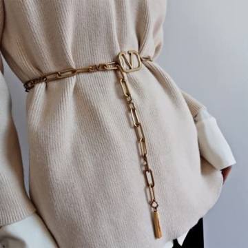 FUEKI Women's Gold Metal Long Waist Chain Belt for Every Outfit