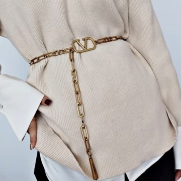FUEKI Women's Gold Metal Long Waist Chain Belt for Every Outfit