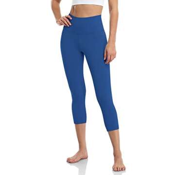 HeyNuts High Waisted Yoga Capris Leggings for Women, Buttery Soft Workout Cropped Pants Compression 3/4 Leggings 21'' Classic Blue S(4/6)