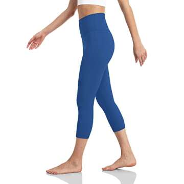 HeyNuts High Waisted Yoga Capris Leggings for Women, Buttery Soft Workout Cropped Pants Compression 3/4 Leggings 21'' Classic Blue S(4/6)