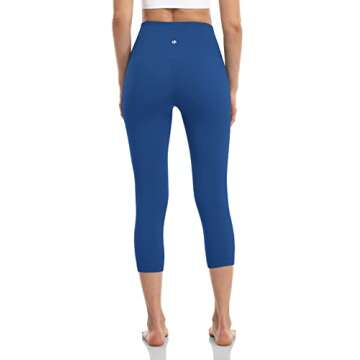 HeyNuts High Waisted Yoga Capris Leggings for Women, Buttery Soft Workout Cropped Pants Compression 3/4 Leggings 21'' Classic Blue S(4/6)