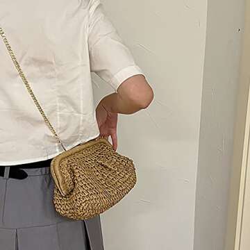 Crossbody Shoulder Straw Hand-woven Bag Beach Hobo Bag Women's Fashion Summer Travel Tote bag Satchel Handbag 2023