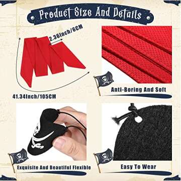 Zhanmai 4 Pcs Pirate Accessories Pirate Headband Costume Party Supplies Bandana Head Scarf Eye Patches for Cosplayer(Red)