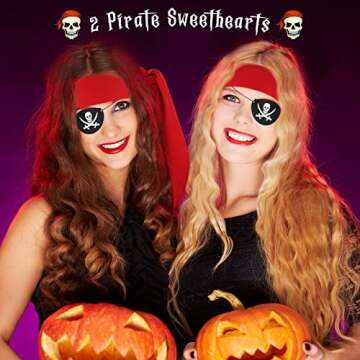 Zhanmai 4 Pcs Pirate Accessories Pirate Headband Costume Party Supplies Bandana Head Scarf Eye Patches for Cosplayer(Red)