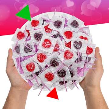 Heart Shaped Lollipops (2 Pound Bag - Approx. 100 Count), Cherry and Blue Raspberry Flavored Candy