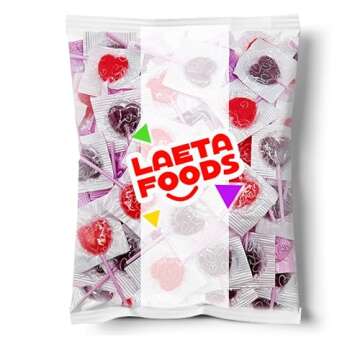 Heart Shaped Lollipops (2 Pound Bag - Approx. 100 Count), Cherry and Blue Raspberry Flavored Candy