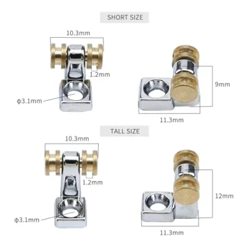 OVSAL Pack of 2 Brass Roller String Retainer for Electric Guitar String Guide Roller String Trees Compatible with Start Tele Telecaster Electric Guitar String Parts Replacement Chrome